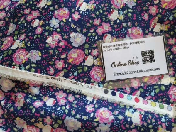 Photo5: ➖ 減價｜‼️不適用於 滿 $350 包郵 及 滿 $600 減 $30｜💢 深藍 有 1 m  現貨｜🇯🇵 日本布｜Liberty ~ 柔軟 、輕盈｜45週年版｜Hello Kitty and Rose Garden 2019 💕 客人作品分享系列 💕  (5)