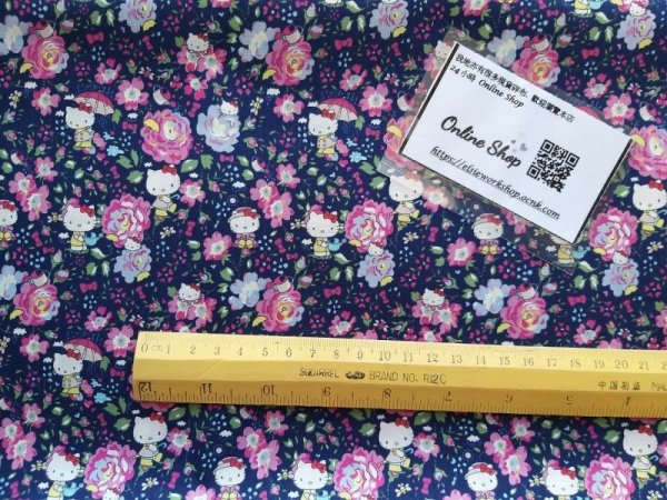 Photo2: ➖ 減價｜‼️不適用於 滿 $350 包郵 及 滿 $600 減 $30｜💢 深藍 有 1 m  現貨｜🇯🇵 日本布｜Liberty ~ 柔軟 、輕盈｜45週年版｜Hello Kitty and Rose Garden 2019 💕 客人作品分享系列 💕  (2)