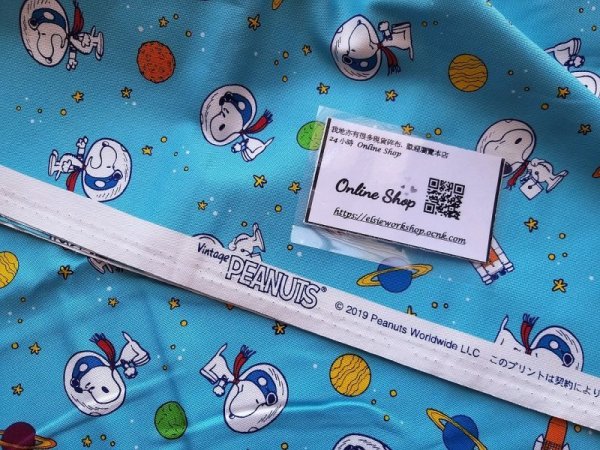 Photo6: ➖ 減價品｜‼️不適用於 滿 $350 包郵 及 滿 $600 減 $30｜💢 接近半米 ~ 48 x 108 cm 現貨｜🇯🇵 日本布｜牛津布｜宇宙遊泳｜Snoopy  (6)