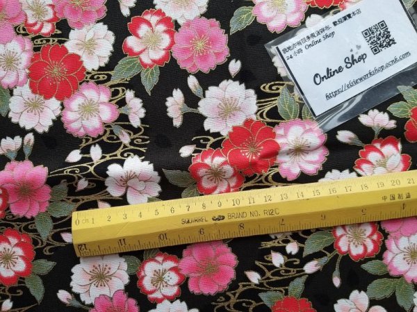 Photo4: ➖ 減價｜‼️不適用於 滿 $350 包郵 及 滿 $600 減 $30｜💢 1y 現貨｜🇹🇼 台灣布｜厚棉｜和風燙金櫻花 (4)