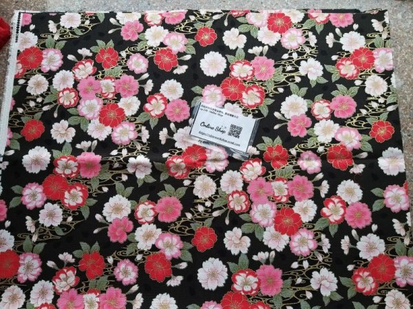 Photo3: ➖ 減價｜‼️不適用於 滿 $350 包郵 及 滿 $600 減 $30｜💢 1y 現貨｜🇹🇼 台灣布｜厚棉｜和風燙金櫻花 (3)