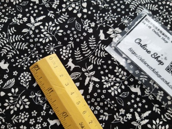 Photo8: ➖ 減價｜‼️不適用於 滿 $350 包郵 及 滿 $600 減 $30｜💢 黑 1m｜藍綠 2 m 現貨｜🇯🇵 日本製｜薄棉｜剪影貓和花 (8)