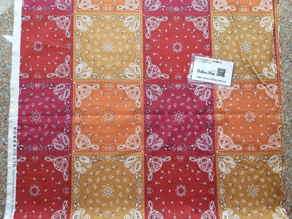 Photo3: ➖ 減價｜‼️不適用於 滿 $350 包郵 及 滿 $600 減 $30｜💢 花磚 粉紅x紅 有 1米 現貨｜🇯🇵 日本布｜棉 100%  薄棉｜花磚 💕 客人作品分享系列 💕 (3)