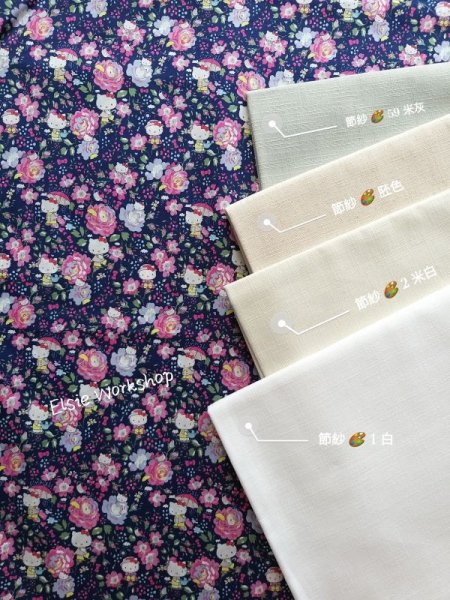 Photo7: ➖ 減價｜‼️不適用於 滿 $350 包郵 及 滿 $600 減 $30｜💢 深藍 有 1 m  現貨｜🇯🇵 日本布｜Liberty ~ 柔軟 、輕盈｜45週年版｜Hello Kitty and Rose Garden 2019 💕 客人作品分享系列 💕  (7)