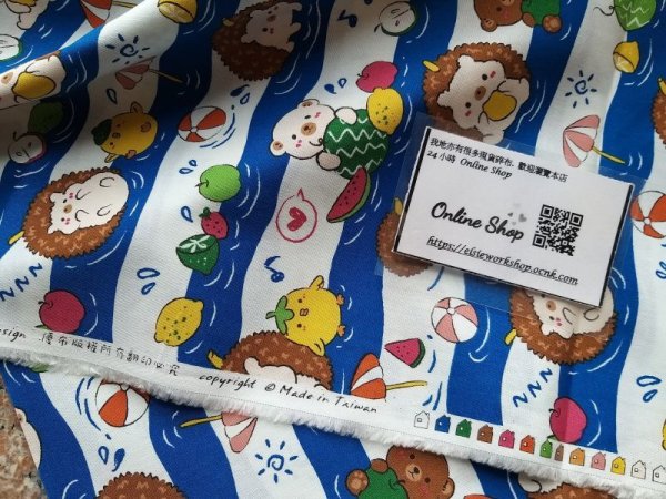 Photo5: ➖ 減價｜‼️不適用於 滿 $350 包郵 及 滿 $600 減 $30｜💢 深藍 0.5y 現貨｜🇹🇼 台灣製｜薄棉｜刺蝟小雞水果風｜Cute hedgehog and fruit Summer Fabric  (5)