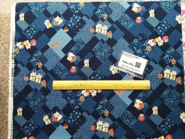 Photo4: ➖ 減價｜‼️不適用於 滿 $350 包郵 及 滿 $600 減 $30｜💢 紫、藍 有 0.5y 現貨｜🇹🇼 台灣製｜薄棉｜和柄招財貓｜新年布｜利是袋布料 (4)