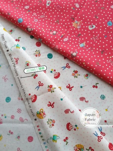 Photo2: ➖ 減價｜‼️不適用於 滿 $350 包郵 及 滿 $600 減 $30｜💢 各有 0.5m 現貨｜🇯🇵 日本布｜薄棉｜YUWA｜松山敦子｜縫紉工具、櫻桃和花束 (2)