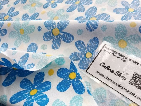 Photo5: ➖ 減價｜‼️不適用於 滿 $350 包郵 及 滿 $600 減 $30｜💢 藍 1m 現貨｜🇯🇵 日本製｜薄｜65% polyester、35% cotton｜花 (5)