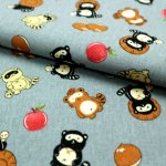 Photo4: ➖ 減價｜‼️不適用於 滿 $350 包郵 及 滿 $600 減 $30｜💢 灰、胚色 0.5y 現貨｜🇹🇼 台灣布｜厚棉｜強運狸貓｜動物｜🍎蘋果 栗子｜可愛小狸貓 (4)