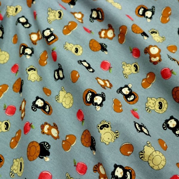 Photo7: ➖ 減價｜‼️不適用於 滿 $350 包郵 及 滿 $600 減 $30｜💢 灰、胚色 0.5y 現貨｜🇹🇼 台灣布｜厚棉｜強運狸貓｜動物｜🍎蘋果 栗子｜可愛小狸貓 (7)