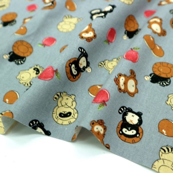 Photo6: ➖ 減價｜‼️不適用於 滿 $350 包郵 及 滿 $600 減 $30｜💢 灰、胚色 0.5y 現貨｜🇹🇼 台灣布｜厚棉｜強運狸貓｜動物｜🍎蘋果 栗子｜可愛小狸貓 (6)