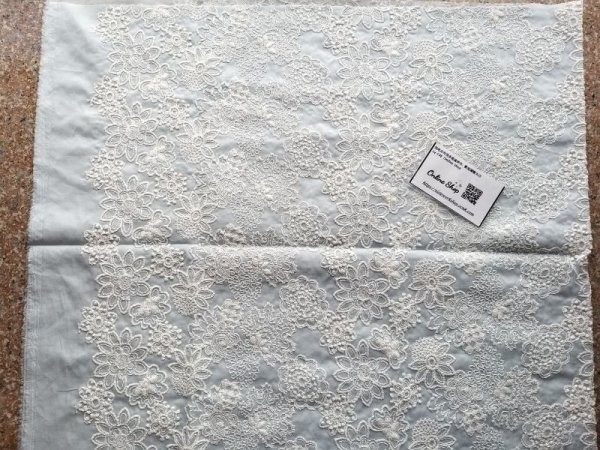 Photo2: ➖ 減價｜‼️不適用於 滿 $350 包郵 及 滿 $600 減 $30｜💢 粉紅、水藍 0.5m 現貨｜🇯🇵 日本布｜底部 薄棉。棉 100%｜立體繩索花邊｜剌繡 Embroidery Floral Japan Fabric (2)