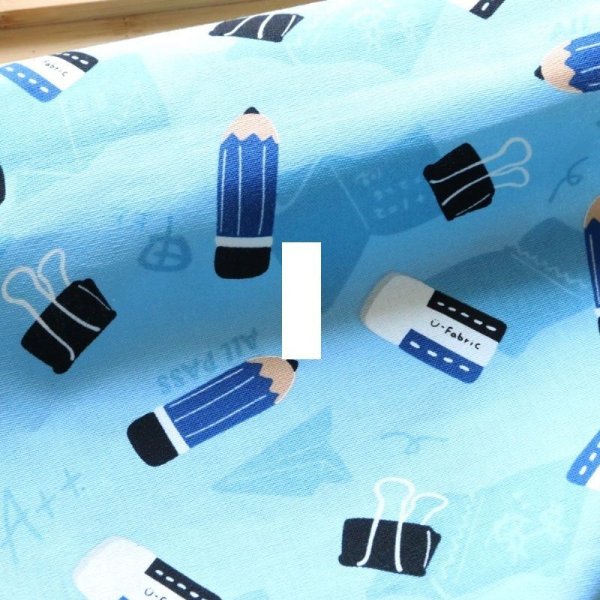 Photo5: ➖ 減價｜‼️ 不享 滿 $250 包郵 ‼️不享 滿 $600 減 $30｜💢 藍、灰各 0.5y 現貨｜🇹🇼 台灣布｜厚棉｜鉛筆與橡皮擦｜文具風棉布 (5)