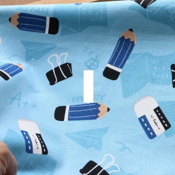 Photo3: ➖ 減價｜‼️ 不享 滿 $250 包郵 ‼️不享 滿 $600 減 $30｜💢 藍、灰各 0.5y 現貨｜🇹🇼 台灣布｜厚棉｜鉛筆與橡皮擦｜文具風棉布 (3)