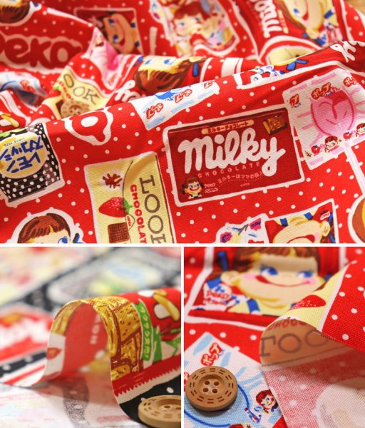 Photo2: ➖ 減價品｜‼️不適用於 滿 $350 包郵 及 滿 $600 減 $30｜💢 紅 0.5m 現貨｜🇯🇵 日本製｜牛津布｜不二家  牛奶妹 牛奶仔 (2)