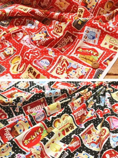 Photo4: ➖ 減價品｜‼️不適用於 滿 $350 包郵 及 滿 $600 減 $30｜💢 紅 0.5m 現貨｜🇯🇵 日本製｜牛津布｜不二家  牛奶妹 牛奶仔 (4)