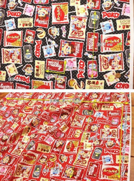 Photo3: ➖ 減價品｜‼️不適用於 滿 $350 包郵 及 滿 $600 減 $30｜💢 紅 0.5m 現貨｜🇯🇵 日本製｜牛津布｜不二家  牛奶妹 牛奶仔 (3)