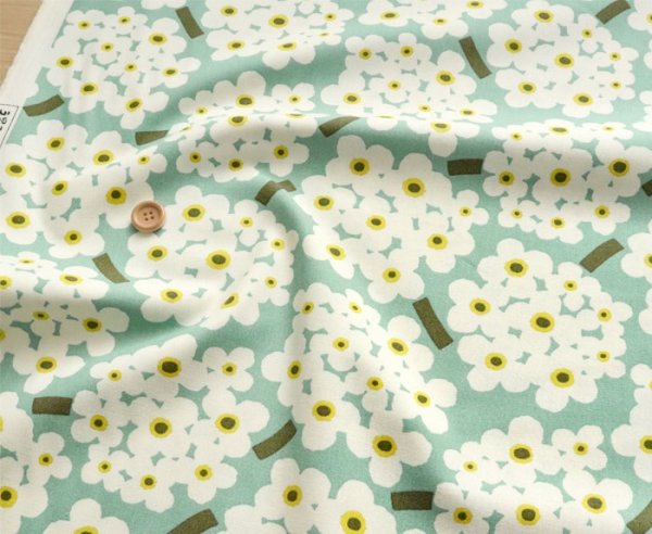 Photo2: ➖ 減價｜‼️不適用於 滿 $350 包郵 及 滿 $600 減 $30｜💢 薄荷藍 1m 現貨｜🇯🇵 日本布｜う早この布｜10號帆布｜花柄｜繡球花 Hortensia Japan Fabric (2)