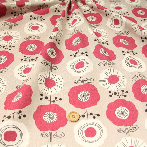 Photo3: ➖ 減價品｜‼️不適用於 滿 $350 包郵 及 滿 $600 減 $30｜💢 象牙底、米底 各 0.5m 現貨｜🇯🇵 日本布｜牛津布｜海葵｜花｜海葵花朵日本棉布 (3)