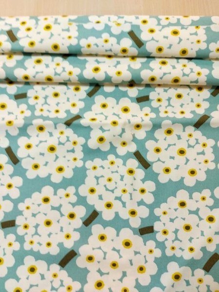 Photo3: ➖ 減價｜‼️不適用於 滿 $350 包郵 及 滿 $600 減 $30｜💢 薄荷藍 1m 現貨｜🇯🇵 日本布｜う早この布｜10號帆布｜花柄｜繡球花 Hortensia Japan Fabric (3)