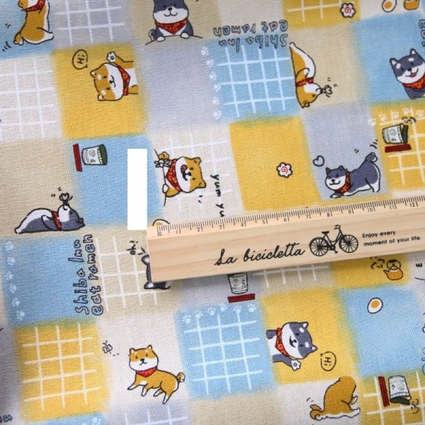 Photo2: ➖ 減價｜‼️不適用於 滿 $350 包郵 及 滿 $600 減 $30｜💢 水藍 0.5y 現貨｜🇹🇼 台灣布｜厚棉｜柴犬格子風 動物布 Dog Fabric  (2)