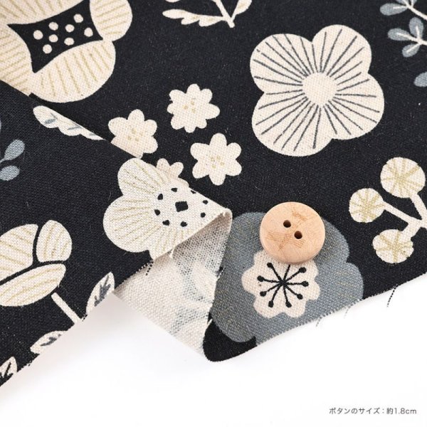 Photo2: ➖ 減價｜‼️不適用於 滿 $350 包郵 及 滿 $600 減 $30｜💢 黑 1m 現貨｜🇯🇵 日本布｜80% 棉，20% 麻｜花朵｜花朵日本棉麻布料｜Floral Flower Japan Fabric (2)