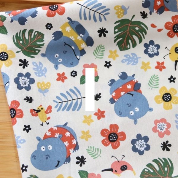 Photo2: ➖ 減價｜‼️不適用於 滿 $350 包郵 及 滿 $600 減 $30｜💢米 1y 現貨｜🇹🇼 台灣布｜薄棉｜河馬花朵｜小烏｜動物｜花柄｜夏日 (2)