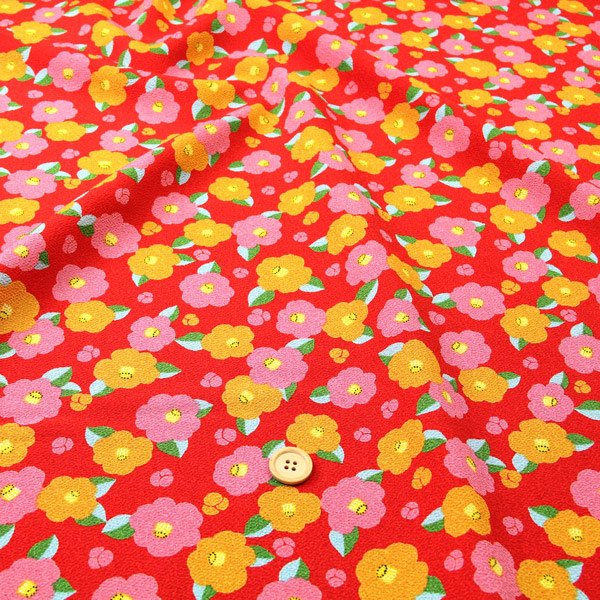 Photo3: ➖ 減價｜‼️不適用於 滿 $350 包郵 及 滿 $600 減 $30｜💢 0.5m 現貨｜🇯🇵 日本布｜縐布｜山茶花 Camellia Japan Fabric｜✔️ 💦 遇水 不會縮 💦✔️｜櫻｜不需要熨燙，但是如果熨燙的話，建議塗一塊布，在中~低溫下稍微塗抹一下。 (3)