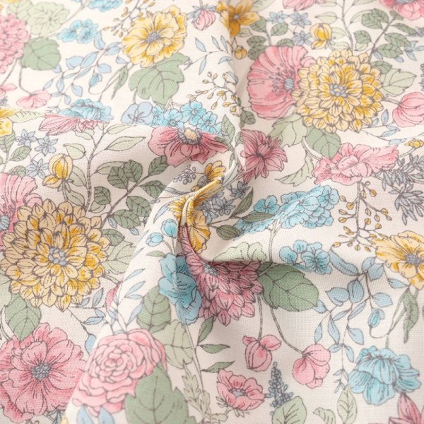 Photo2: 🔴 日本製｜💢 藍、米白 各 0.5m 現貨｜100% 棉 薄｜花｜💕 客人作品分享系列 💕 (2)