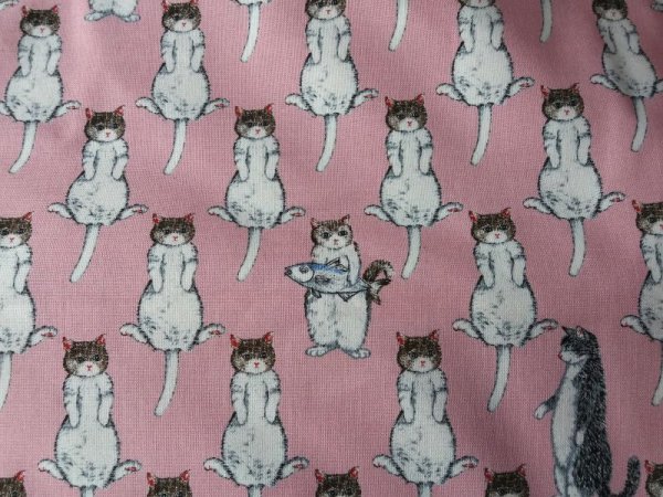 Photo1: ➖ 大減價｜💢 買滿包郵｜💢 粉紅 1.5m 現貨｜🇯🇵 日本布｜牛津布｜😸 貓 Cat Kitten Japan Fabric OX 💕 客人作品分享系列 💕 (1)