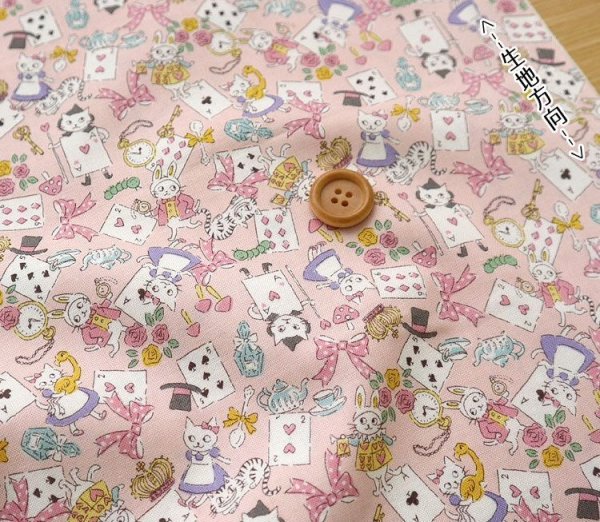 Photo3: ➖ 減價｜‼️不適用於 滿 $350 包郵 及 滿 $600 減 $30｜💢 粉、黑 各 0.5m 現貨｜🇯🇵 日本製｜100% 棉 薄｜不思議の国｜貓貓｜動物 (3)