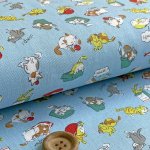 Photo1: 🔥 瘋狂亂減｜‼️不適用於 滿 $350 包郵 及 滿 $600 減 $30｜💢 水藍 0.5m 現貨｜🇯🇵 日本布｜薄棉｜貓喵｜動物 (1)