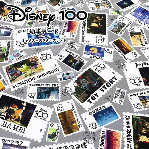 Photo1: 🔵 日本製｜💢 非 現貨｜100% 棉 牛津布｜Disney｜郵票風｜數碼印刷｜迪士尼100週年限量版 (1)