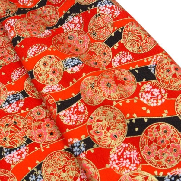 Photo2: ➖ 減價｜‼️不適用於 滿 $350 包郵 及 滿 $600 減 $30｜💢紅 1y *現貨｜🇹🇼 台灣製｜100% 棉 薄｜錦繡花團｜和風 和柄 日式 (2)