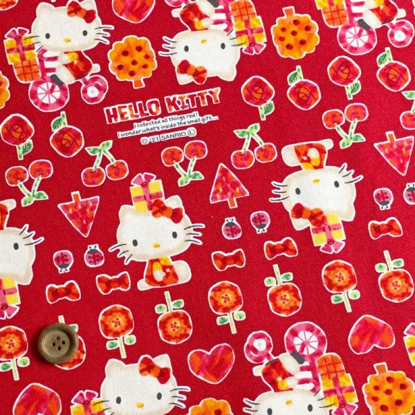 Photo1: ➖ 大減價｜💢 買滿包郵｜💢 紅 有 0.5m  現貨｜🇯🇵 日本布｜牛津布｜ Sanrio Hello Kitty Fabric  (1)