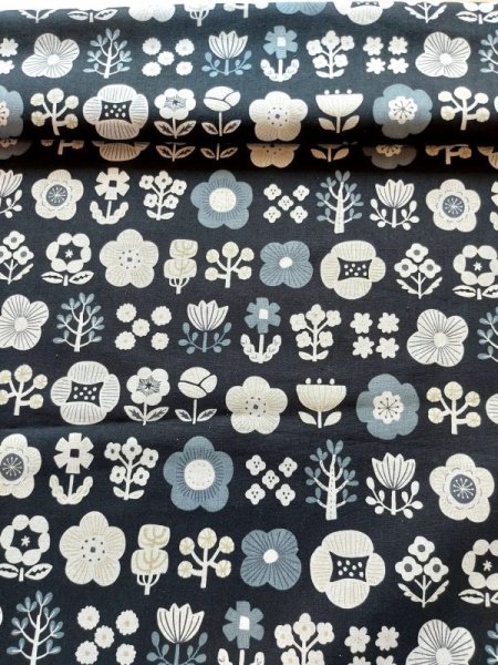 Photo3: ➖ 減價｜‼️不適用於 滿 $350 包郵 及 滿 $600 減 $30｜💢 黑 1m 現貨｜🇯🇵 日本布｜80% 棉，20% 麻｜花朵｜花朵日本棉麻布料｜Floral Flower Japan Fabric (3)