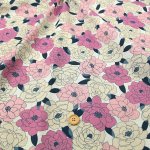 Photo1: ➖瘋狂亂減｜‼️不適用於 滿 $350 包郵 及 滿 $600 減 $30｜💢 象牙底粉紅花 0.5m 現貨｜🇯🇵 日本布｜薄棉｜山茶花 (1)