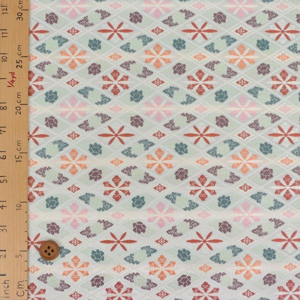 Photo3: 【1米 價格】🔺日本製｜💢 非 現貨｜西陣織 金襴｜和風 和柄 日式 京都風格 ｜格仔花朵 (3)