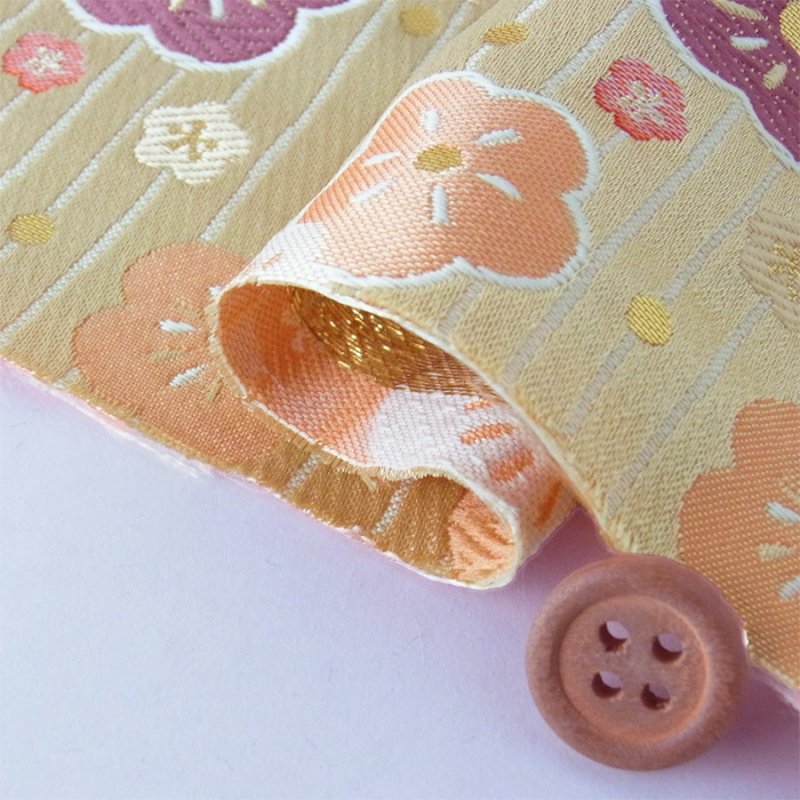 Photo2: 【1米 價格】🔺日本製｜💢 非 現貨｜西陣織 金襴｜和風 和柄 日式 京都風格 ｜條紋梅花 (2)