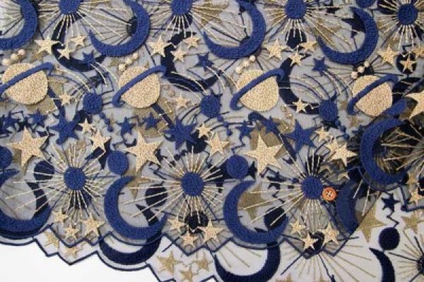 Photo3: 【1米 價格】🟡 日本製｜💢 非 現貨｜100% polyester｜宇宙薄紗刺繡 (3)