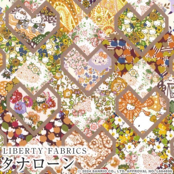 Photo1: 🟣 日本製｜💢 非 現貨｜100% 棉｜Liberty Fabric｜Hello Kitty 50 週年紀念系列 Vol.2 ＜Patchwork Hearts＞｜2 款質料🤏🏻 薄棉、霧面塗層防水｜2024年 10月 (1)