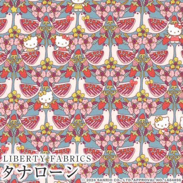 Photo1: 🟣 日本製｜💢 非 現貨｜100% 棉｜Liberty Fabric｜Hello Kitty 50 週年紀念系列 Vol.2 ＜Strawberry Day＞｜2 款質料🤏🏻 薄棉、霧面塗層防水｜2024年 10月 (1)