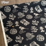 Photo4: 【1米 價格】🟣日本製｜💢 非 現貨｜100% 棉 10號帆布｜日本幸運符圖案 招財貓 富士山 達摩｜2024年 12月 (4)