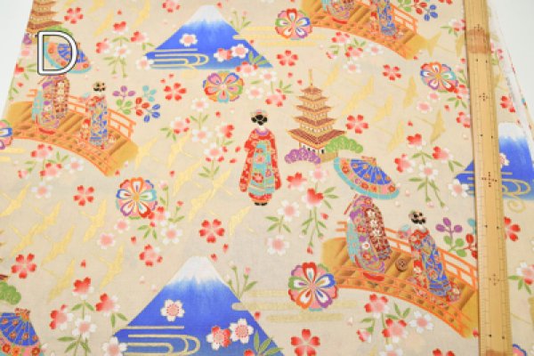 Photo5: 【1米 價格】🟡日本製｜💢 非 現貨｜🇯🇵 日本製｜100% 棉 ~ 薄｜舞妓 富士山 和風｜2024年 12月 (5)