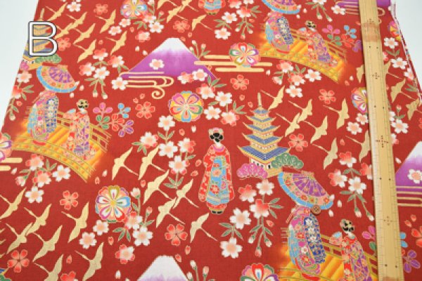 Photo4: 【1米 價格】🟡日本製｜💢 非 現貨｜🇯🇵 日本製｜100% 棉 ~ 薄｜舞妓 富士山 和風｜2024年 12月 (4)