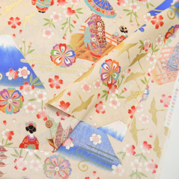 Photo2: 【1米 價格】🟡日本製｜💢 非 現貨｜🇯🇵 日本製｜100% 棉 ~ 薄｜舞妓 富士山 和風｜2024年 12月 (2)