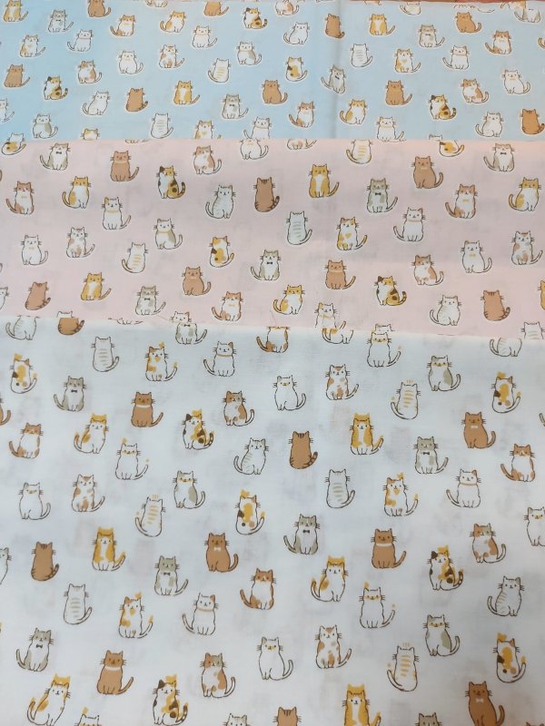 Photo1: ➖ 減價｜‼️不適用於 滿 $350 包郵 及 滿 $600 減 $30｜｜💢 自然、粉、藍 各 1m 現貨｜🇯🇵 日本布｜薄棉｜動物｜貓 (1)