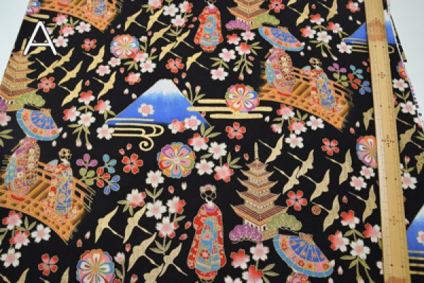 Photo3: 【1米 價格】🟡日本製｜💢 非 現貨｜🇯🇵 日本製｜100% 棉 ~ 薄｜舞妓 富士山 和風｜2024年 12月 (3)