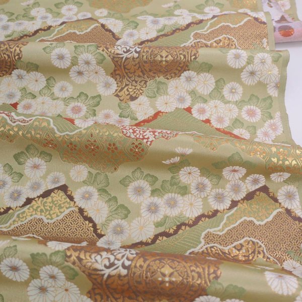 Photo2: 【1米 價格】🔺日本製｜💢 非 現貨｜金襴布｜和風 和式 日系｜菊花 (2)