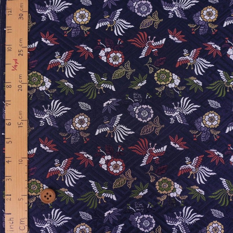 Photo2: 【1米 價格】🔺日本製｜💢 非 現貨｜金襴布｜和風 和式 日系｜鳳凰和花朵 (2)